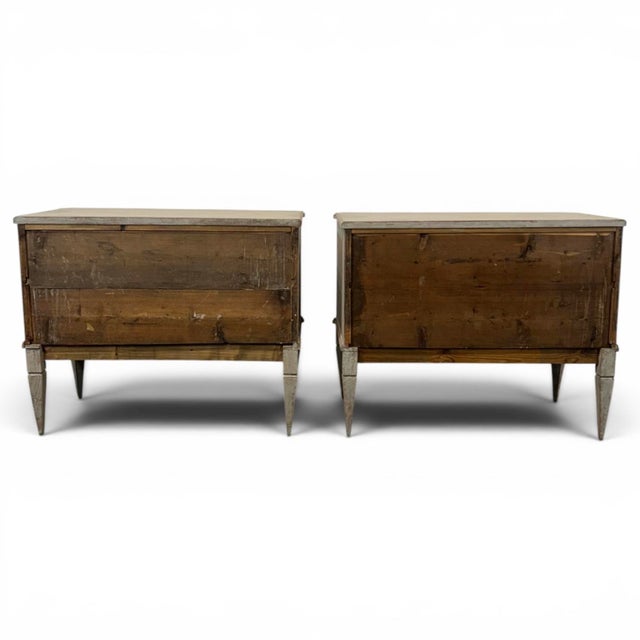 Wood Pair of 19th C. Gustavian-Style Chests of Drawers in Grey For Sale - Image 7 of 11
