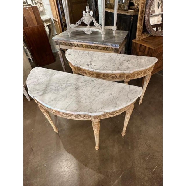 Italian Carved Demi-Lune Consoles For Sale In Dallas - Image 6 of 8