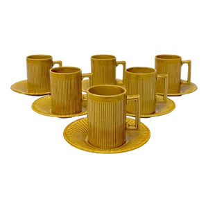 Mid-Century Mustard-Colored Coffee Cups & Saucers by Tiko England - Set of 6