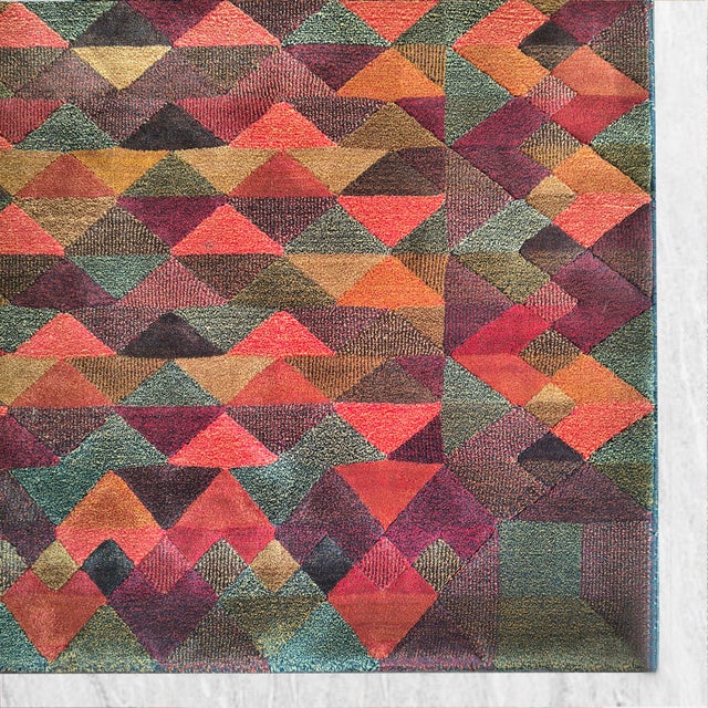 Italian Geometric Woolen Rug by Missoni for T&J Vestor, 1980s For Sale - Image 10 of 13