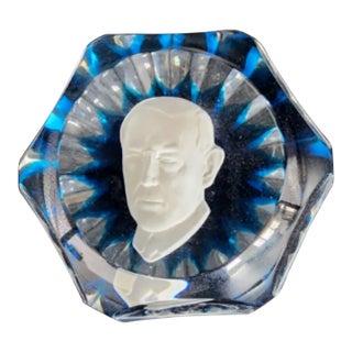 Faceted Baccarat Woodrow Wilson Crystal Cameo Amphora Paperweight For Sale