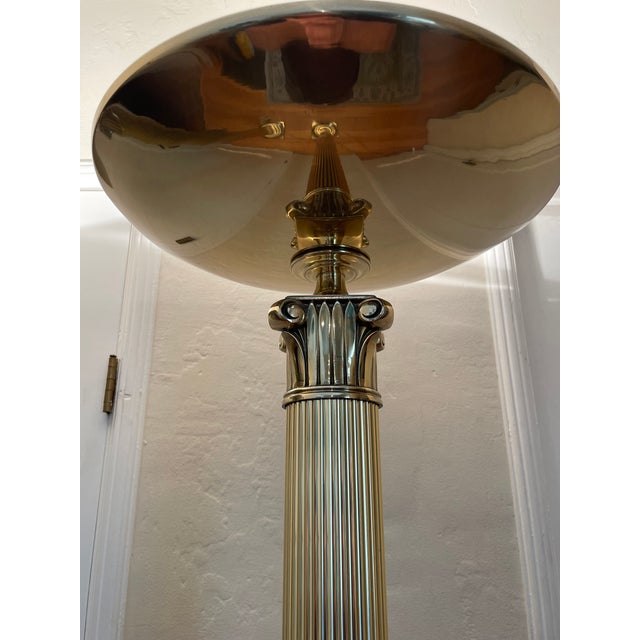 Rembrandt Lamp Company Art Deco Rembrandt 71" Tall Brass Toirchierre Floor Lamp Pair. Fabricated in 1987 - a Pair For Sale - Image 4 of 4