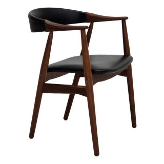 Danish Armchair in Teak Wood and Black Artificial Leather, 1960s For Sale