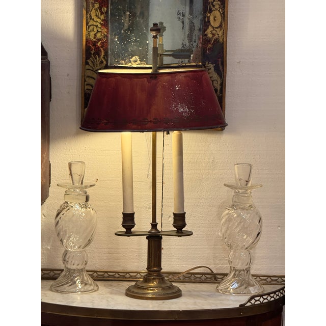 1920s Bouillotte Lamp With Red Tole Shade For Sale - Image 10 of 11