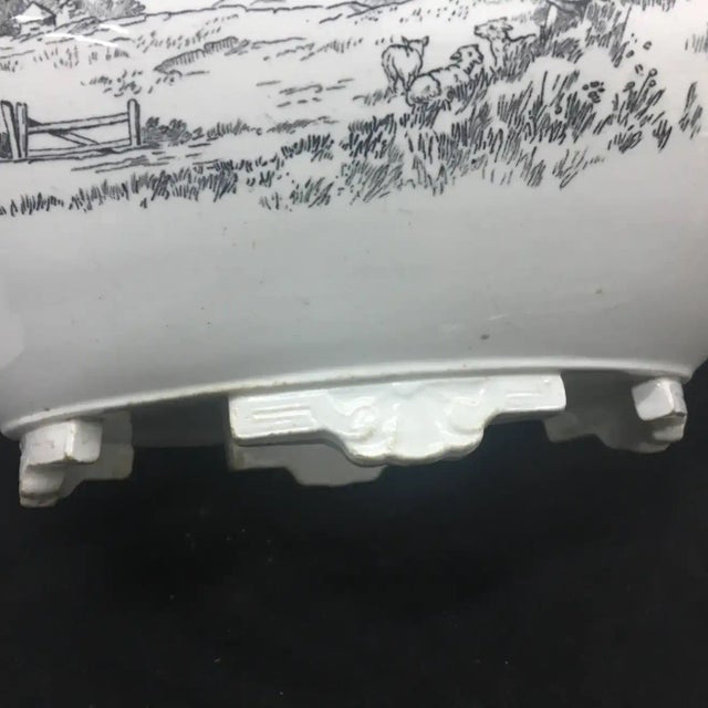 19th Century Victorian Black & White Ceramic British Soup Tureen For Sale - Image 4 of 8