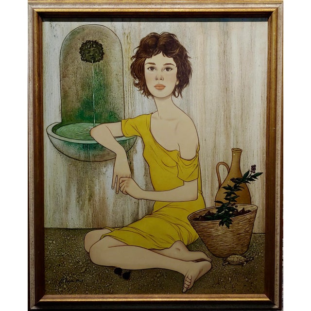 Philippe Noyer - The Girl & the Basket of Figs - Oil Painting French Expressionist Oil painting on canvas -Signed and...