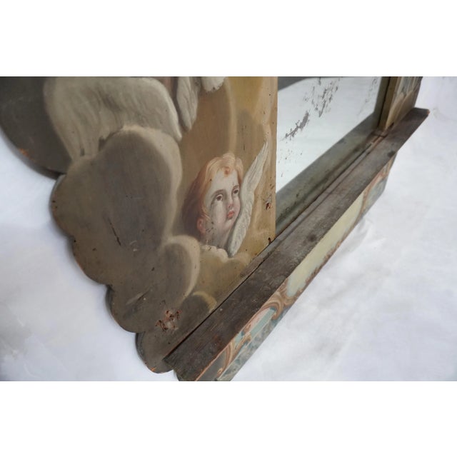 Wood 19th C Hand Painted Mirror With Angels by Mla For Sale - Image 7 of 18