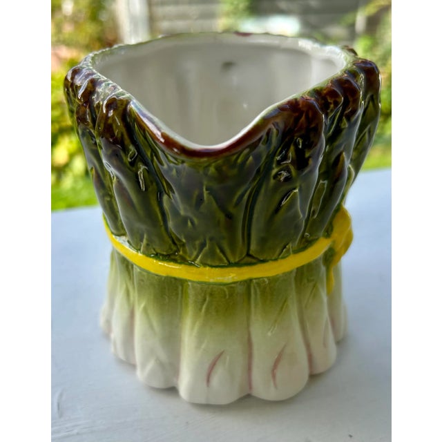 Shabby Chic Mancer Italian Majolica Asparagus Pitcher For Sale - Image 3 of 11