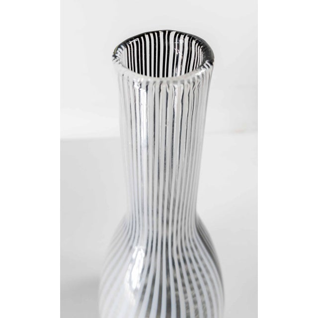 Mid-Century Modern Italian Murano Black and White Art Glass Bottle Vase For Sale - Image 11 of 16