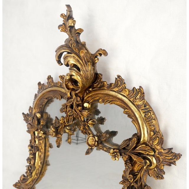 Antique c1900s Fine Gilt Gesso Rococo Style Tear Drop Shape Wall Mirror For Sale - Image 4 of 11