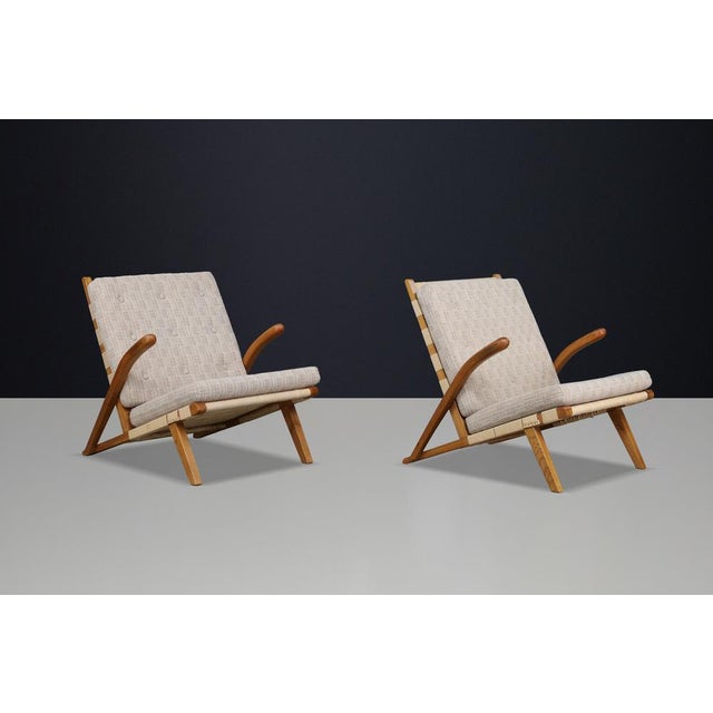 Gold Sculptural Oak Lounge Chairs, Europe, 1960s, Set of 2 For Sale - Image 8 of 14