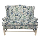 Upholstered Loveseat in Coastal Coral Print For Sale