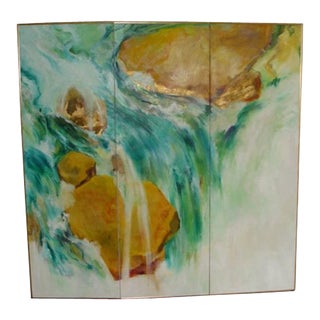 Mid 20th Century Abstract Screen Painting Waterfall by Lenn Kanenson For Sale