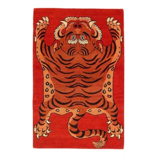 Pasargad DC Fine Hand Knotted Tibetan Tiger Rug For Sale