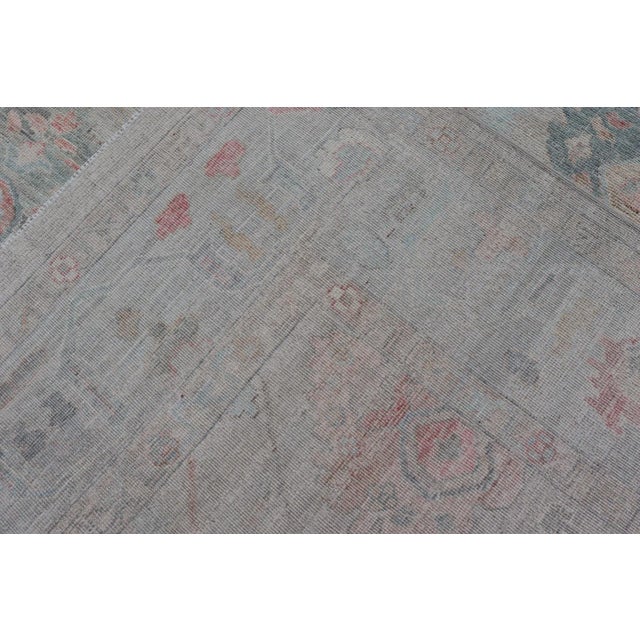 Modern Floral Oushak Rug by Keivan Woven Arts, Sand Background 8'11 X 11'11 For Sale - Image 4 of 13