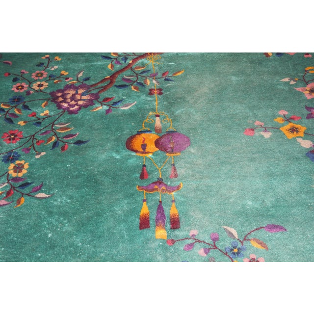 Antique Chinese Art Deco Hand Knotted Wool Rug, 8'9x11'6 For Sale - Image 4 of 4