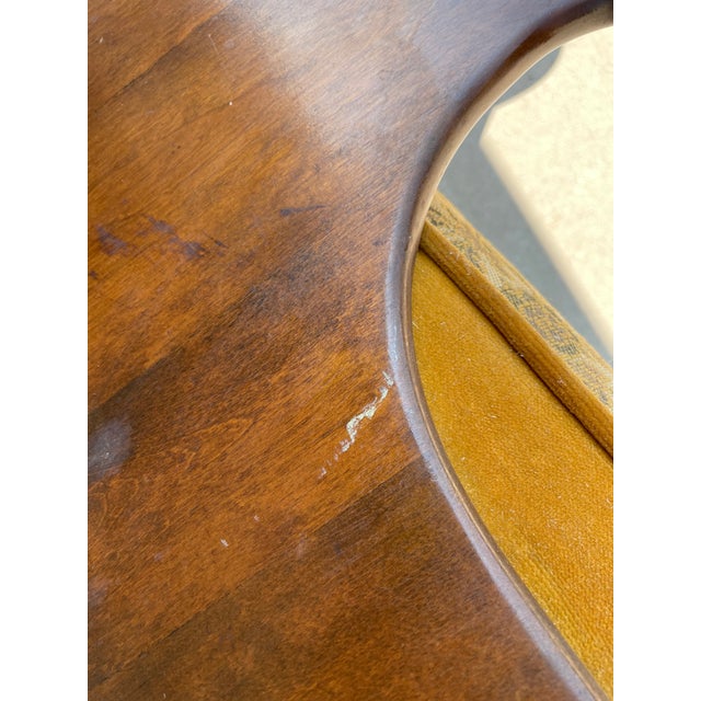 Wood Mid-Century Solid Wood and Fabric Wing Back Leisure Lounge Chair with Scroll Arms For Sale - Image 7 of 11