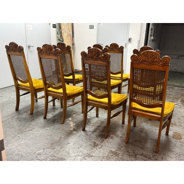 Late 20th Century Jessup Furniture Vintage Spanish Mediterranean Cane-Back Dining Chairs, Set of Eight For Sale - Image 5 of 12