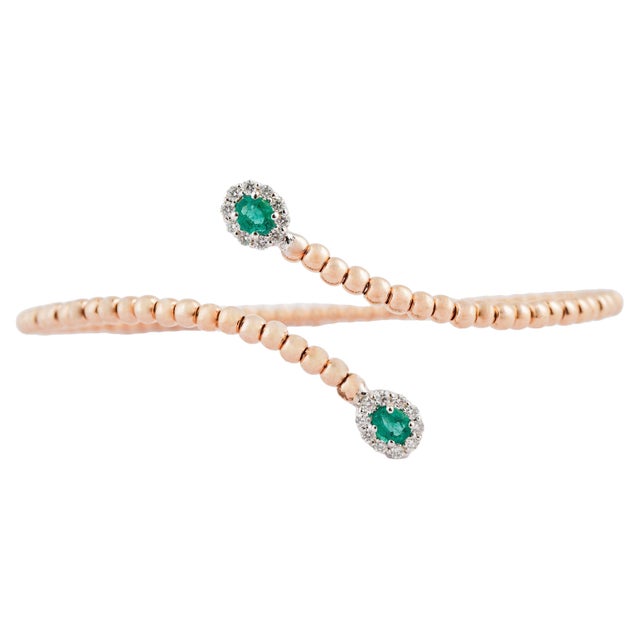 Natural emerald 0.31cts & diamond 0.22 bracelet in 18k gold For Sale - Image 15 of 18