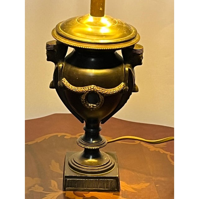 Antique Brass Fabric Shade Cherub Table Lamp, 1930s For Sale - Image 9 of 11
