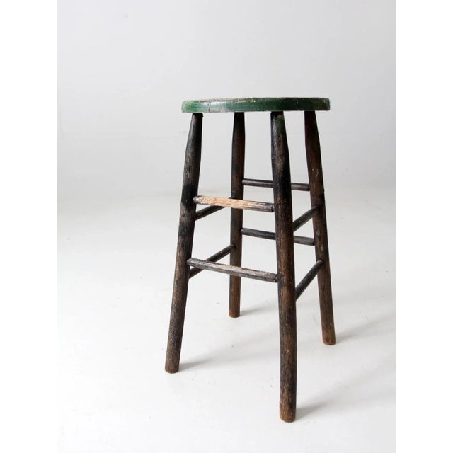 Vintage Painted Wood Stool For Sale - Image 10 of 12