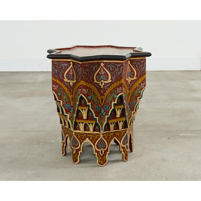 Moorish Middle Eastern Polychrome Star Shaped Drink Table For Sale - Image 12 of 15