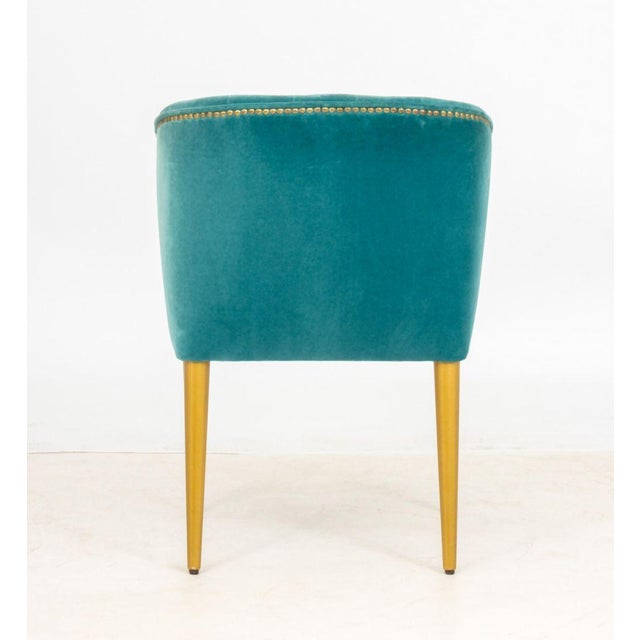 Teal Brabbu Blue Velvet Upholstered Side Chair For Sale - Image 8 of 9