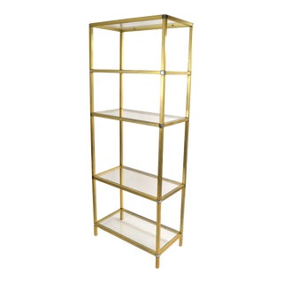 Mid 20th Century Modern Brass and Chrome Shelving Unit Bookcase by Spancraft For Sale