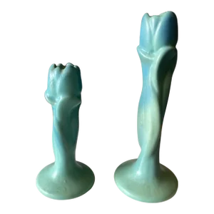 1950s Signed Van Briggle Tulip Candlesticks - Set of 2
