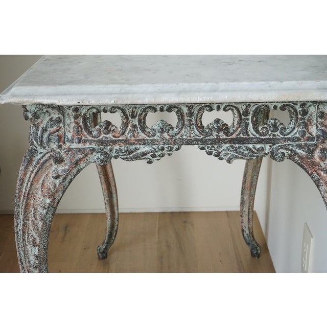 Antique Cast Iron Console Table With White Marble Top, Italy Chairish