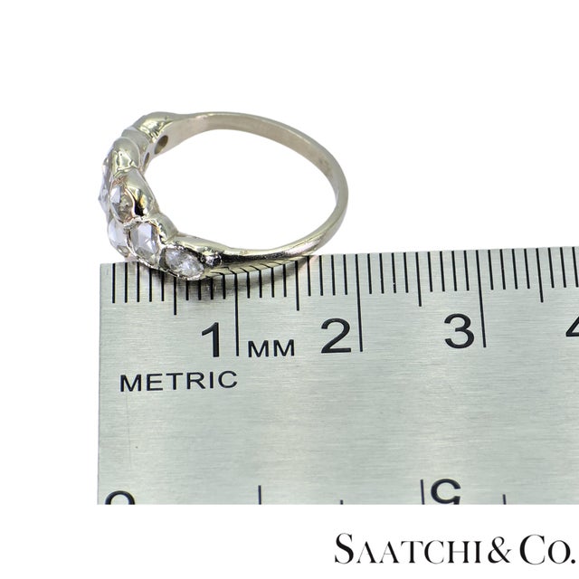 1910s 14k (585) White Gold Natural Rose Cut 1.4 Ct White Diamond, Size 5.5 For Sale - Image 17 of 18
