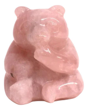 Rose Quartz Bear Pink Gemstone Statue Adorable