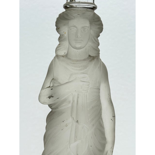 Art Deco 1920s French Glass Lamp With Custom Shade For Sale - Image 3 of 13