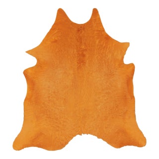 Rug & Kilim’s Contemporary Cowhide Solid Rug in Vibrant Orange Hues For Sale