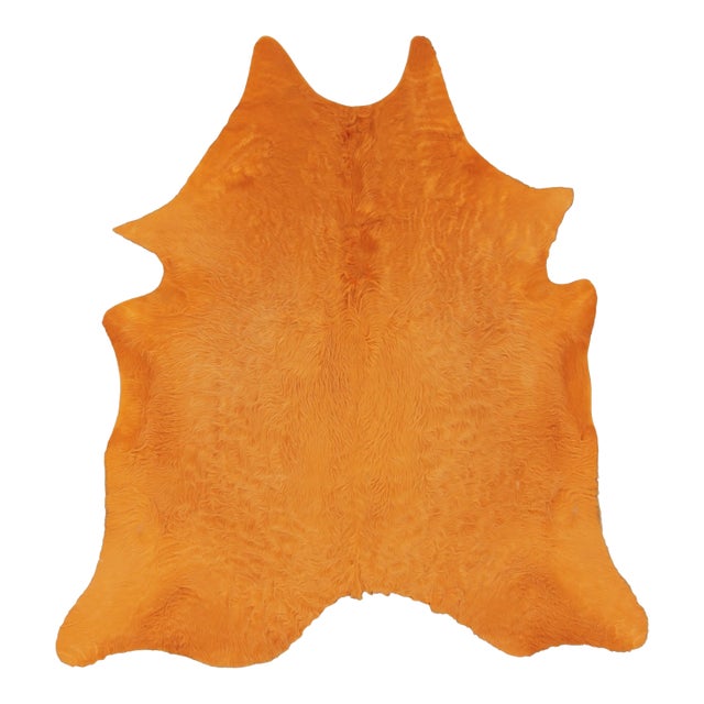 Rug & Kilim’s Contemporary Cowhide Solid Rug in Vibrant Orange Hues For Sale