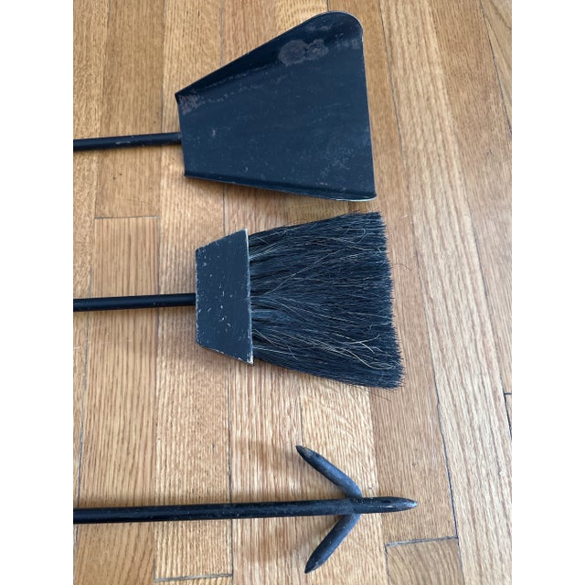 Donald Deskey Mid-Century Modern Iron & Brass Fireplace Tools - 3 Piece Set, C. 1960s Styled After Bennett/Deskey For Sale - Image 4 of 7