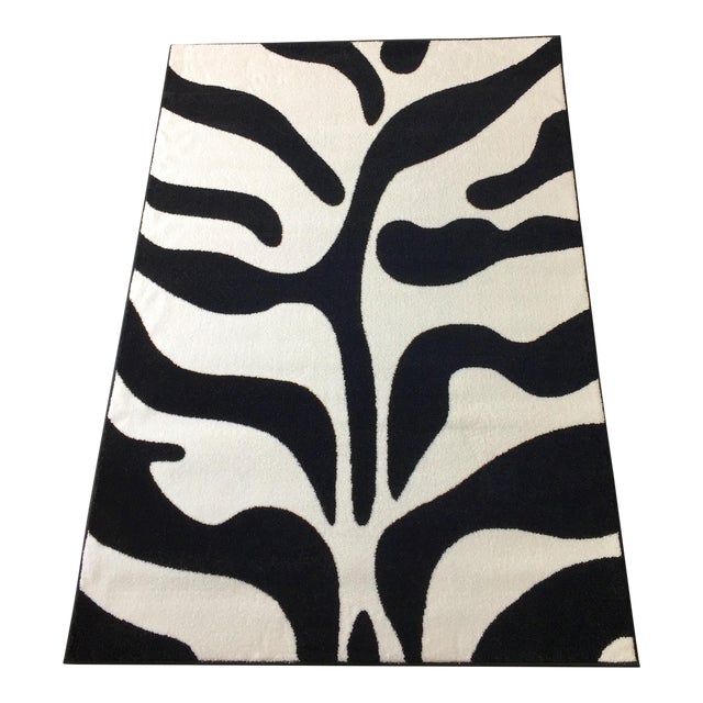 Black and White Zebra Rug 5'3" x 7'7" Chairish
