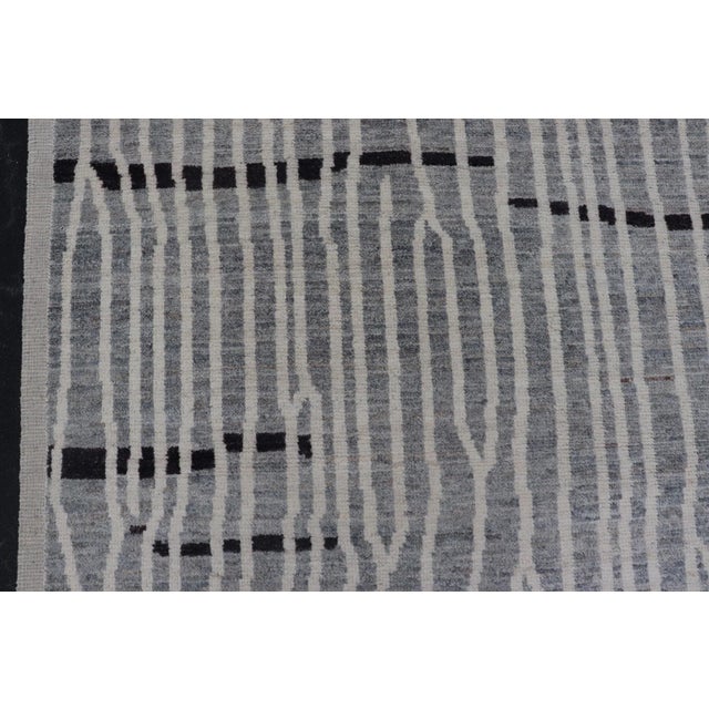 Keivan Woven Arts Hand-Knotted Wool Moroccan Rug With Abstract Modern Design For Sale - Image 4 of 13