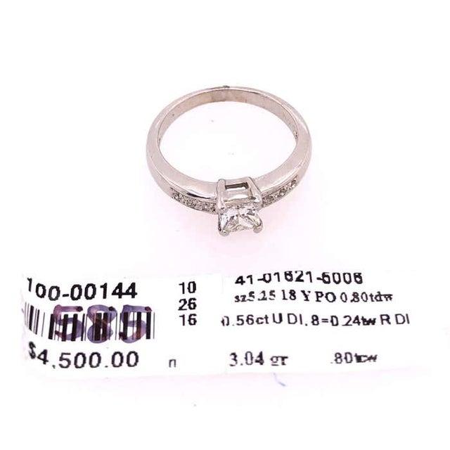 18 Karat White Gold Diamond Engagement Ring 0.80 Total Diamond Weight, Size 5.25 For Sale - Image 12 of 12