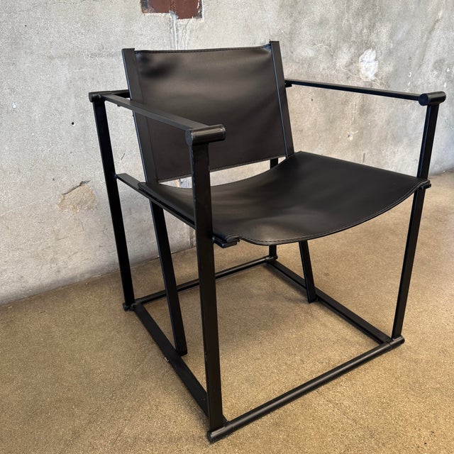 Pastoe 1990s Post Modern Black Leather and Metal Armchair #2 Attributed to Radbound Van Beekum for Pastoe For Sale - Image 4 of 11