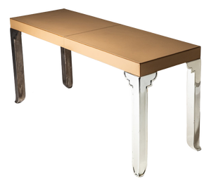 Console Table in Leather and Stainless Steel, 2000s