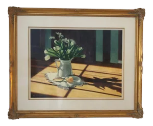 Tad Cheyenne Schutt "Flowers and Shells" Original Still Life Watercolor 20th C.