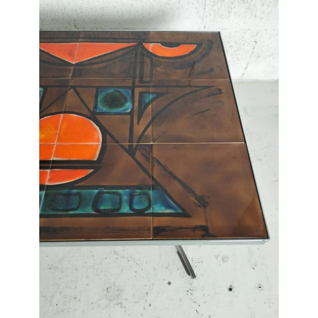 French Metal and Ceramic Coffee Table from Vallarius, 1960s For Sale - Image 4 of 11