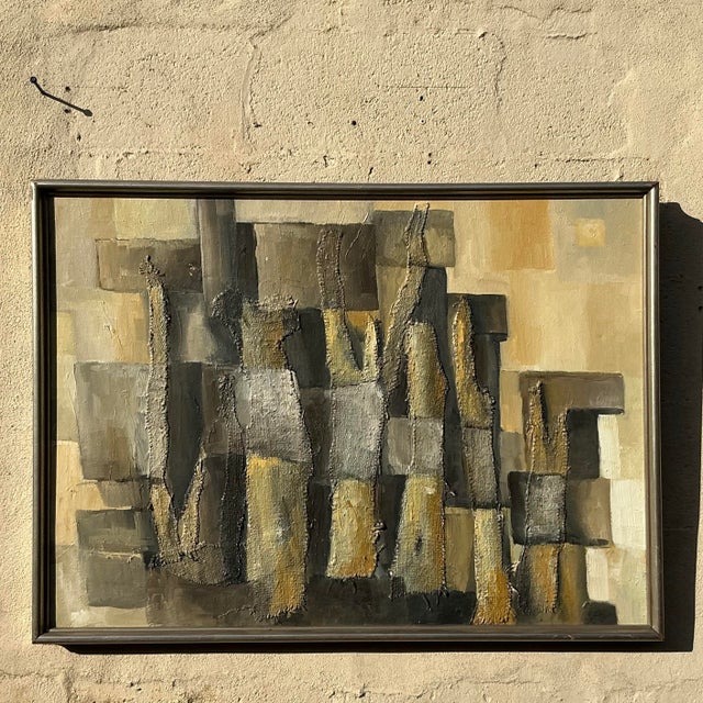 Vintage Boho Original Abstract Mixed Media on Canvas For Sale In West Palm - Image 6 of 9