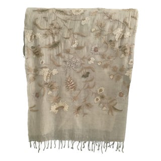 Garden Party Embroidered Floral Decorative Throw Shawl For Sale