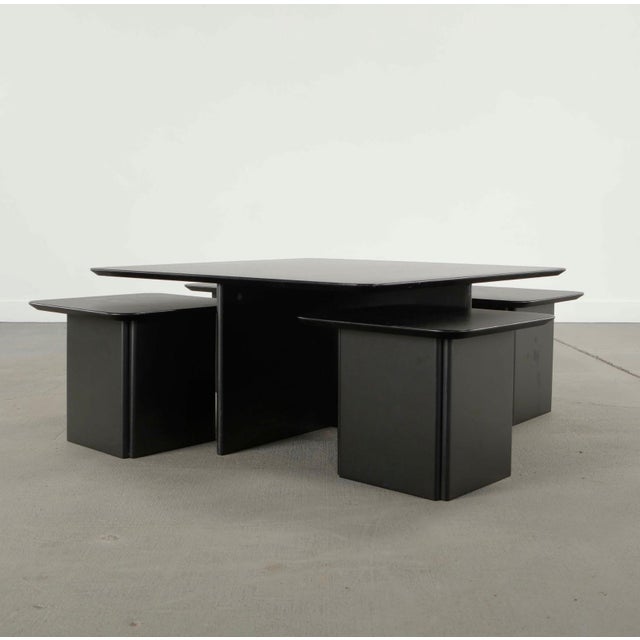 Late 20th Century Italian Nesting Coffee Cocktail Table Set Black Lacquer For Sale - Image 15 of 18