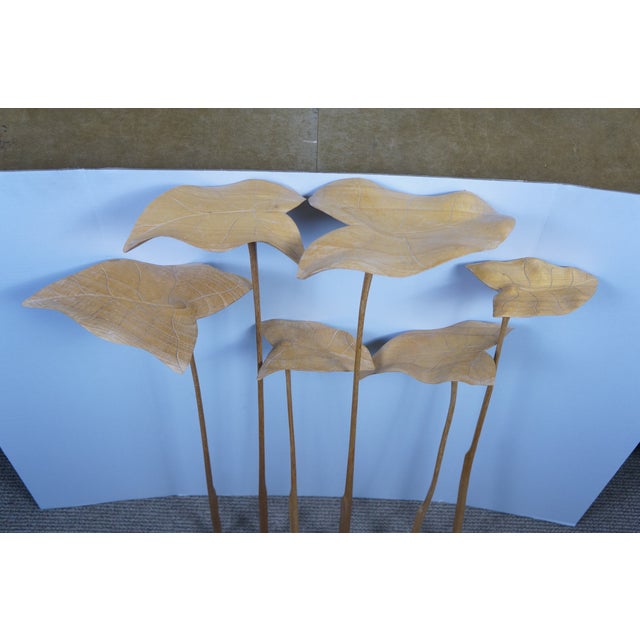 Wood Mid Century Modern Carved Teak Bird of Paradise & Leaf Botanical Arrangement 46" For Sale - Image 7 of 15