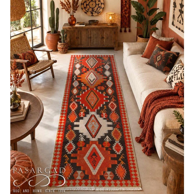 Pasargad DC Rust Vintage Reversible Kilim Flat Weave Rug For Sale - Image 4 of 4