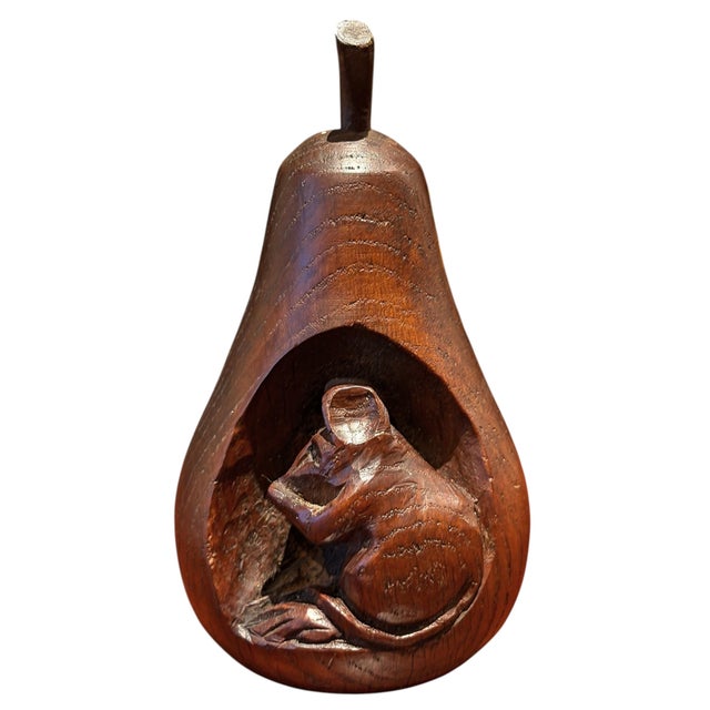 20th Century English Carved Oak Pear With Mouse For Sale In Chicago - Image 6 of 10