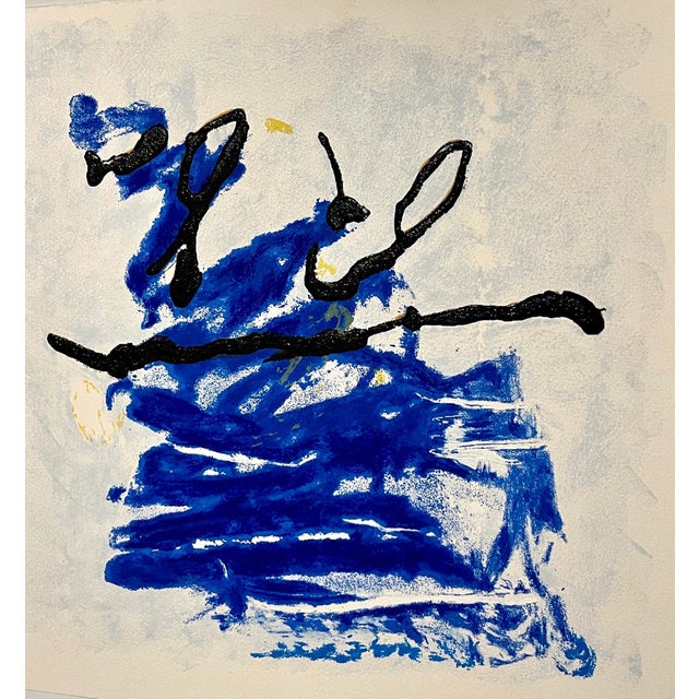 Heavily textured abstract print in a serigraph and terragraph technique. It has a raised texture to the surface, A...
